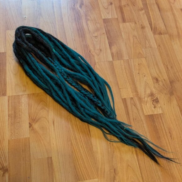 Teal and Black 18 inches Ombre Crochet Synthetic Dreadlocks - Double Ended Set - Picture 3 of 6